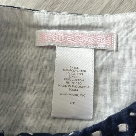 Jamie and Jack Geo Print Dobby Dress Navy Classic Cotton Blend Girls 2T - Picture 5 of 11